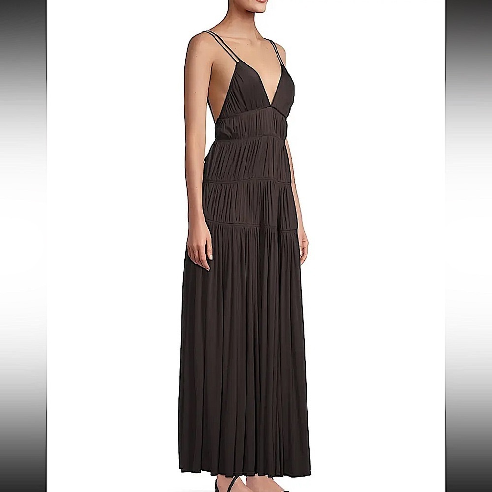 Rebecca Taylor NWT Maxi Ruched Low Back Event Dress Brown NEW​​